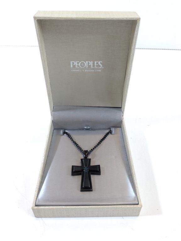 COLLECT People's Black Cross Necklace w/Case