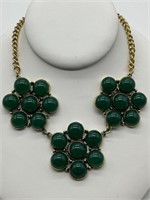 Yochi Vintage Gold Tone & Green Acrylic Necklace