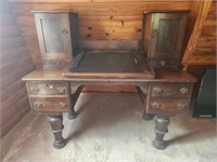 Large antique wooden desk SEE DESCRIPTION