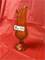 11 inch tall Amber Moon & Star glass swung vase