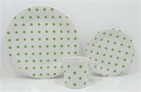 Fiesta Post 86 lot of 3 white with green polka