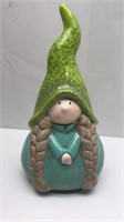 New 10in Ceramic Lady Gnome Garden Statuary