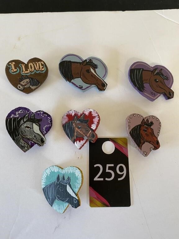 Hand Painted Wood Horse Pins