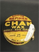 Vtg.Tin Odour Refined Chan Wax w product 3"d