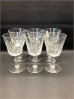 6 Pinwheel crystal 5.5" stemware glasses