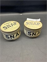 2 vtg. Snap Cleans Dirty Hands tins 2"dx.1.25"h