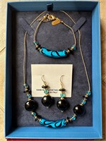 Blue & Black Murano Glass Necklace Set