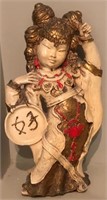 L - ASIAN MOTIF STATUETTE 14"T