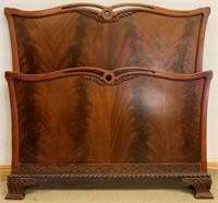 BEAUTIFUL FLAMED MAHOGANY SINGLE BED WITH RAILS