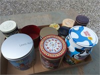 Box lot of tins