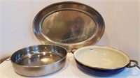 COPCO ENAMELWARE PAN + STAINLESS PAN + TRAY