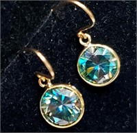 $1000 10K  0.81g Bluegreen Moi(2.4ct) Earrings