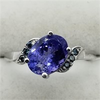$2300 10K Tanzanite Blue Diamond Ring HK27-25