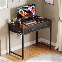 N1592  KKL Black Writing Desk 32 - 2 Fabric Drawe