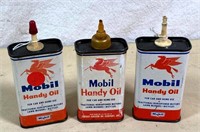 3pcs- Vintage MOBIL 4 oz oil cans