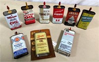 9 pcs- Vintage 3 & 4oz Oil cans