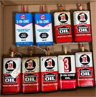 9 pcs- vintage 3oz oil cans