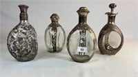 4 X HAIG WHISKY DECANTERS SOME STERLING SILVER