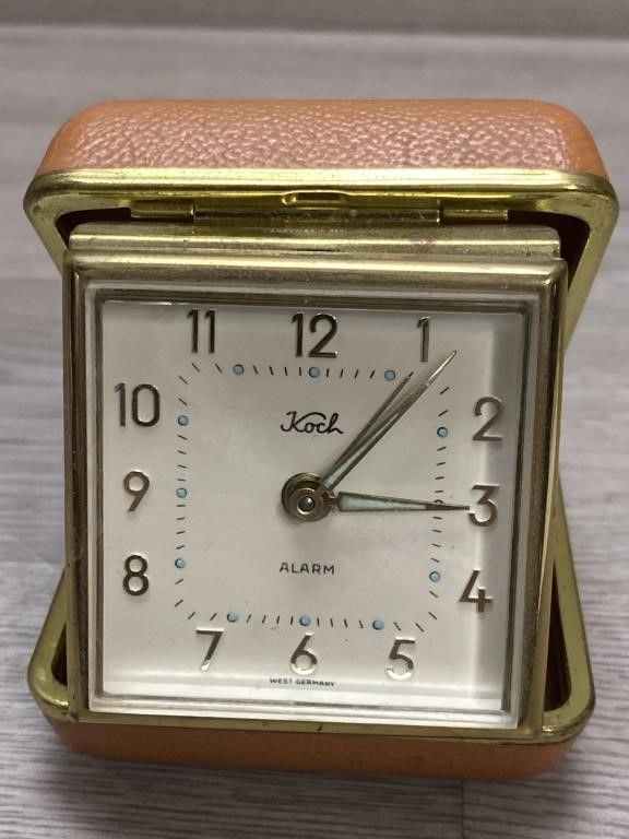 Vtg Koch Folding Traveling Alarm Clock Made in