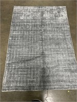 Indian Grey Handloom Silk 4' x 5'11" Area Rug