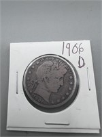 1906 d barber half dollar