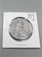 1859 o seated half dollar