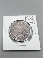 1858 o seated half dollar