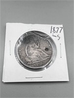 1877 s seated half dollar