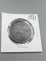 1871 seated half dollar vf