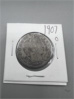 1907 o barber half dollar