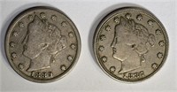 1887 & 1889 LIBERTY NICKEL, VF