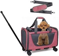 BLUE Pet Carrier with Wheels for Cat Dog, Airline