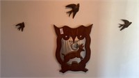 Wooden Owl/Deer Wall Decoration with surrounding