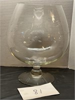 Large Vintage Etched Glass