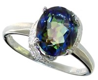 Natural 2.60 ct Ocean Mystic Topaz & Diamond Ring