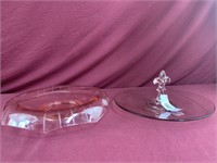 2 pink glass pieces