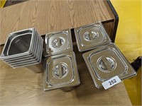 (10) Stainless Steel Steam Table Pans & 4 Lids