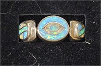 Fire Opal Inlay Spinning Ring Sterling Sz 5
