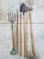 Garden Tool Lot. Shovel, Pry Bar,edger, Pitch