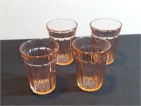 4pc Jeanette Pink 68 Peach Rose Glass Juice