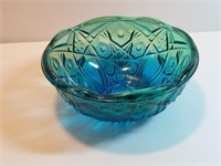 Mckee Fentec Glass Bowl Blue & Green Goofus Glass