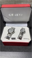 New Geneva Couples Watch Set In Box Needs Batterie