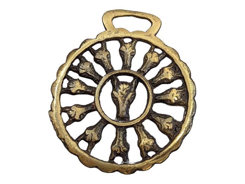 Brass Saddle Decoration Many Horse Heads