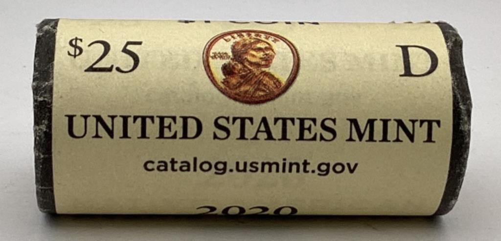 Roll of mint proof 2020 Native American $1 coins