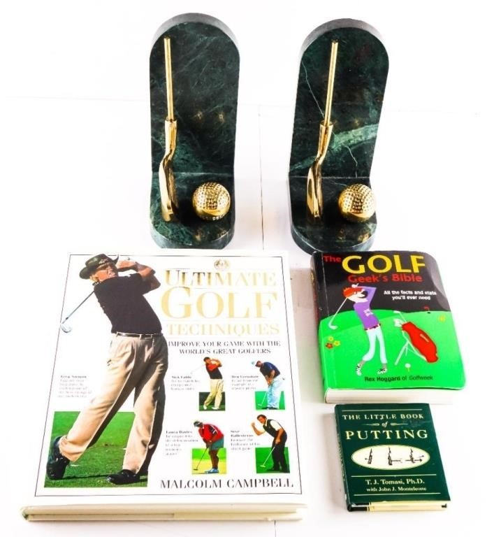 Golf Lot - Marble & Brass Golf Bookends, 3 Books