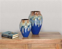 Blue Fusion Glazed Vase Set of 2