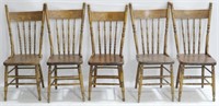 5 Spindle Carved Oak Chairs