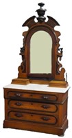 Victorian Marble- Top Dresser w/ Mirror