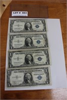 4-Silver Certificate One Dollar Notes