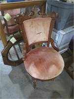 WALNUT CARVED PADDED PARLOR CHAIR